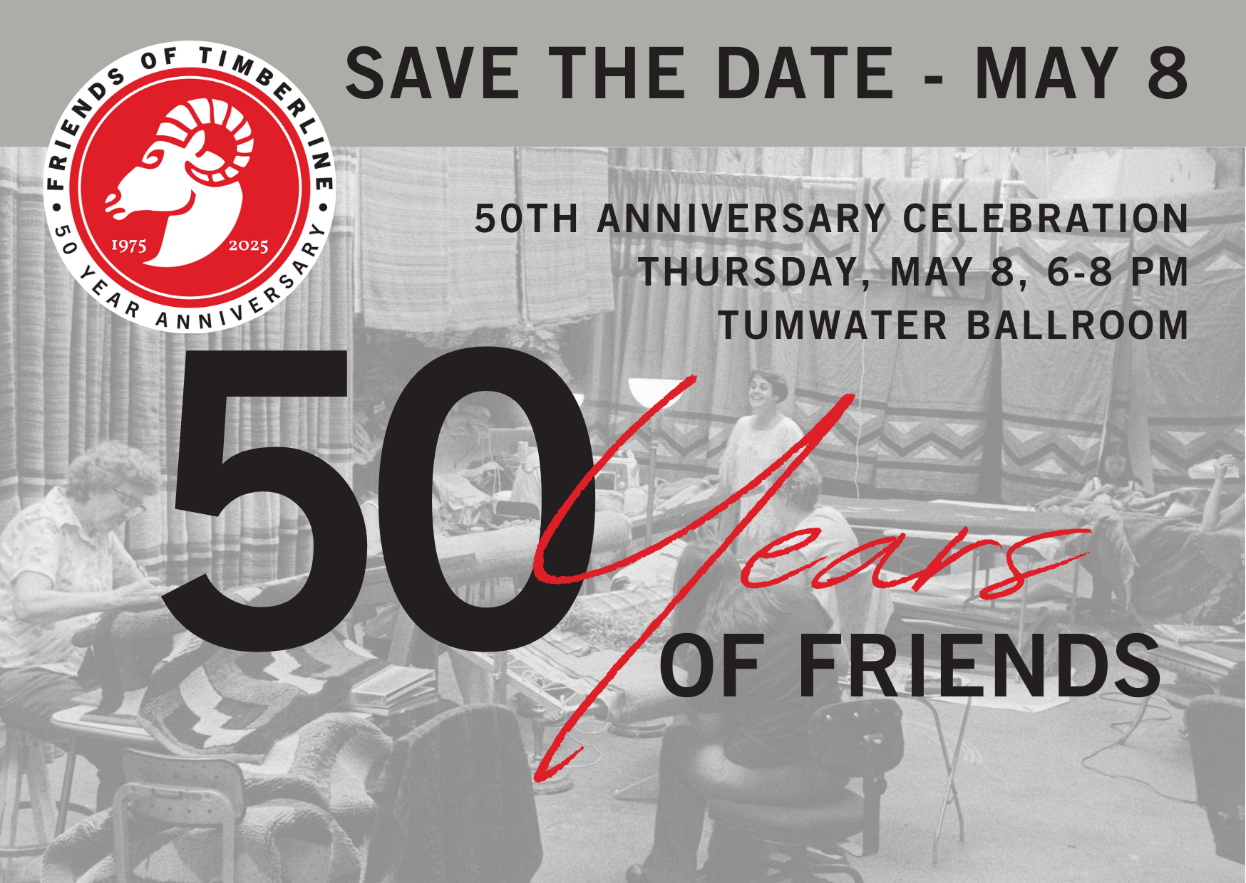 An advertisement of the 50th anniversary celebration to be held on May 8th